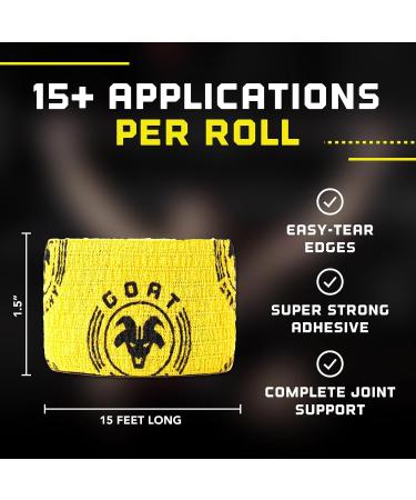 Super Stretchy Thumb Tape for Weightlifting & Cross Training - 15 Ft Black 2-Pack - Flexible Gym & Athletic Finger Wrap - Buy Online on GoSupps.com