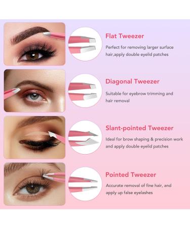 8-Piece Precision Tweezers Set for Facial Hair Removal - Pink | Eyebrow Plucker for Women and Men - Includes Nail Clipper for Ingrown Hair Removal - Buy Online on GoSupps.com