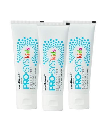 PRO-SYS Kids Fluoride Free Toothpaste, ADA Accepted, Berry Flavor Toothgel, Dentist Recommended, Pack of 3