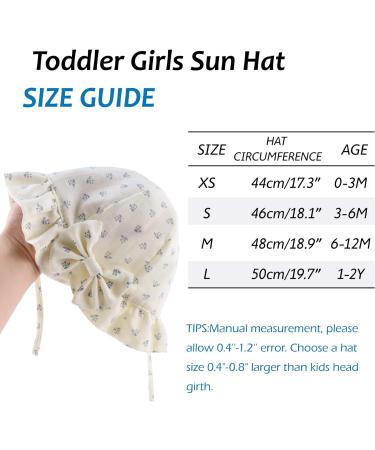 XIAOHAWANG Baby Girl Sun Hat | Embroidered Flowers | Toddler Bucket Hat for Infant Girls 0-3 Months | Beige Flower Design - Buy Online on GoSupps.com