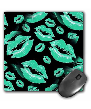 3dRose Two Kisses Collided Lip Affectionate Aqua Colored Lips Pattern - Mouse Pads (mp_357227_1)