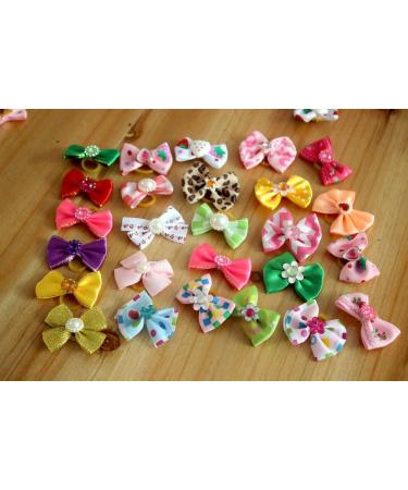 Masue Pets 50pcs Dog Hair Bows with Rhinestone Pearls - Cute Dog Topknot Bowknots - Buy Online on GoSupps.com