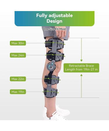 Komzer Hinged Knee Brace - Adjustable Orthopedic Post Op Support for Left and Right Leg - Buy Online on GoSupps.com