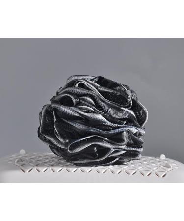 Exfoliating Bath Shower Loofah Sponge Set Set of 4 Body Wash Scrubber Poufs in Black - Buy Online on GoSupps.com