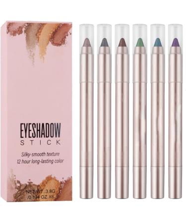  Fmzrbnih Set of 6 glitter eyeshadow sticks - Long-lasting pearlescent glitter cream | Set of shiny water-resistant eyeshadow bars - Buy Online on GoSupps.com