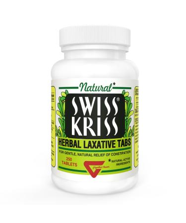 Swiss Kriss Herbal Laxative Tablets, Gentle & Natural Laxatives for Constipation Relief for Adults & Children Over Age 6, Works in 6-12 Hours, Senna Laxative, 250 Tablets Total 250 Count (Pack of 1)