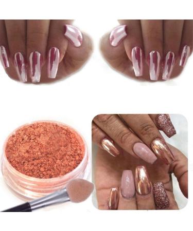 Glitter powder for nails by Hunpta sexy rose gold mirror shine chrome nail art