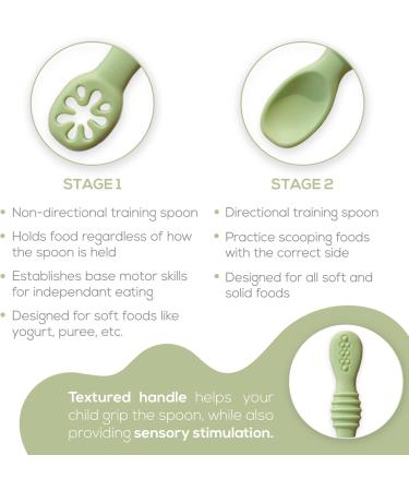 4 Pack Baby Silicone Spoons First + Second Stage Spoons Baby Feeding Spoons BPA Free Self Feeding Baby Spoons Baby & Toddler Utensil o1baby (Grey Green) - Buy Online on GoSupps.com