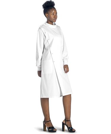 Dr. James Professional Lab Coat - Howie Style, Classic Fit, Mandarin Collar, Cuffed Sleeves, Unisex - White 43 Inch Length, X-Small - Buy Online on GoSupps.com