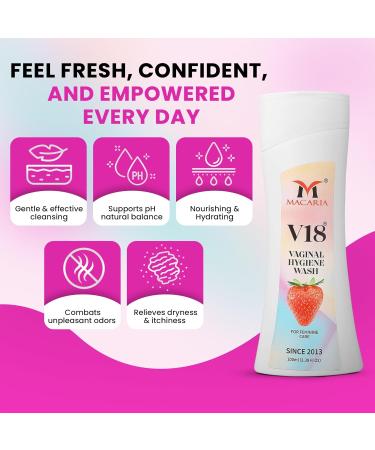 Macaria Cosmetics pvt Ltd V18 Vaginal Pussy Hygiene pH Balancing Wash Natural Feminine Hygiene Solution for Gentle Cleansing Odor Control and Skin Nourishment pHBalanced Formula for All Skin Types - Buy Online on GoSupps.com