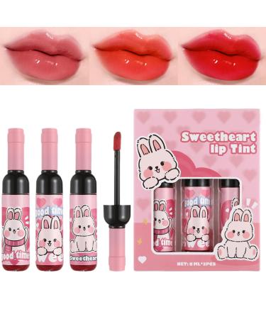 Hugsweet Hugsweet Lip Gloss for Women Lip Tint - 3 Colors Waterproof Liquid Lipstick Wine Bottle Shape Long-Lasting Daily Makeup for Women Girls Mothers or