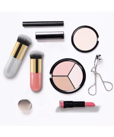 2-Piece Chubby Makeup Brush Set for Liquid, Cream, and Powder Cosmetics - Golden & Pink - Buy Online on GoSupps.com