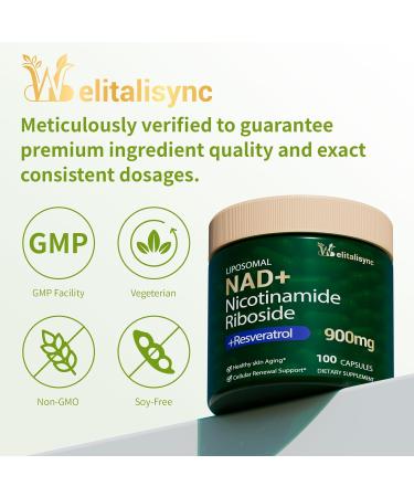 Premium NAD+ Supplement - Nicotinamide Riboside & Resveratrol 900mg Fast-Absorbing Cellular Renewal Capsules for Energy Anti-Aging & Brain Health Vegan Non-GMO 200 C 100 Count (Pack of 2) - Buy Online on GoSupps.com