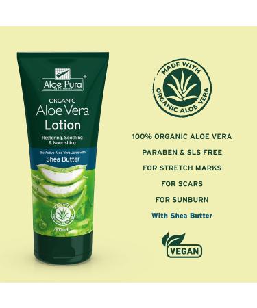 Aloe Pura Organic Aloe Vera Lotion 200ml - Natural, Vegetarian, Cruelty-Free - Buy Online on GoSupps.com