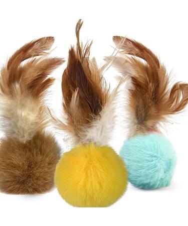 GingerUPer Cat Toy Cat Feather Toys Cat Teaser Wand and Cat Rainbow Wand Interactive Cat Toys for Indoor Cats Adult Kitten(6 Pack) Yellow - Buy Online on GoSupps.com
