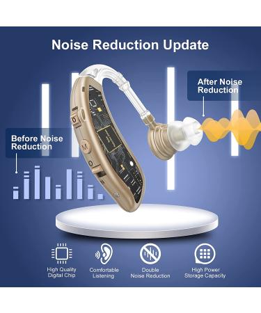 Rechargeable Hearing Amplifier for Seniors - Noise Cancelling, Digital Ear Assist Device with Volume Control - Brown - Buy Online on GoSupps.com