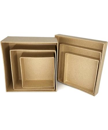 Square Paper Mache Nesting Boxes - Set of 3 for Crafting, Gifts, and Storage - Buy Online on GoSupps.com