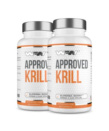 Wfn Approved Krill - Superba Boost Antarctic Krill oil high -dose - 2x90 capsules - 1000mg krilloel per day - rich to Omega 3 EPA & DHA - without additives - produced in Germany - External laboratory test 180 pieces (1 Pack)