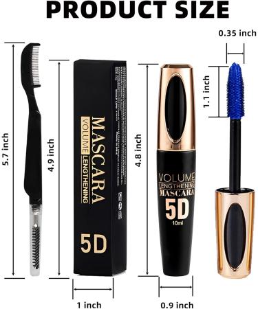 Blue Waterproof Mascara for Eyelashes 5D Silk Fiber Mascara with Folding Eyelash Comb Brush Liquid Colored Mascara Lash Extensions Volumizing and Thick Smudge-proof Long Lasting Party Stage Use - Buy Online on GoSupps.com