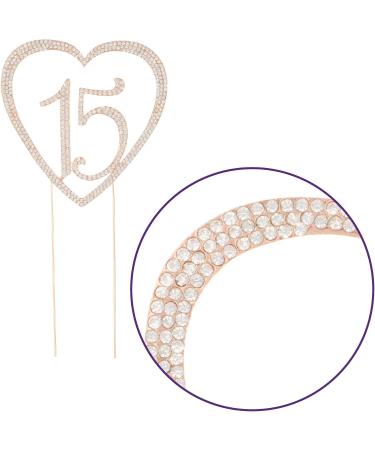 Quincea era Number 15 Cake Topper Rhinestone Metal 15th Birthday Decoration (Rose Gold) - Buy Online on GoSupps.com