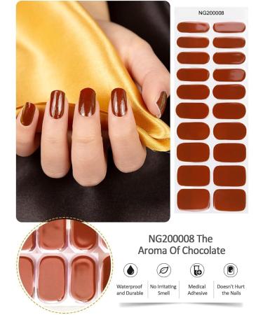 Ebanku 20pcs UV Gel Nail Film - Brick Red Self-Adhesive Nail Foil Wraps with File & Stick for Women & Girls Nail Decoration - International Shipping Available - Buy Online on GoSupps.com