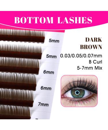 Buy TDANCE Dark Brown Bottom Lash Extensions - B Curl 5-7mm | 0.03/0.05/0.07mm Thickness - International Shipping Available - Buy Online on GoSupps.com
