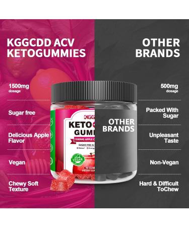 KGGCDD 90 Count Keto ACV Gummies Digestive Health & Energy Boost Apple Cider Vinegar with Mother 1500mg Vegan Non-GMO Gluten-Free for Young Women - Buy Online on GoSupps.com