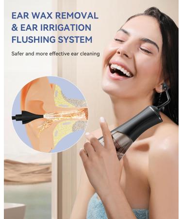 Electric Ear Wax Removal Kit, Ear Wax Cleaner with 4 Water Pressure Modes, Ear Cleaning Kit Safer and More Effective Ear Irrigation Flushing System (Light Black, Medium(300ml)) Medium(300ml) Light Black - Buy Online on GoSupps.com