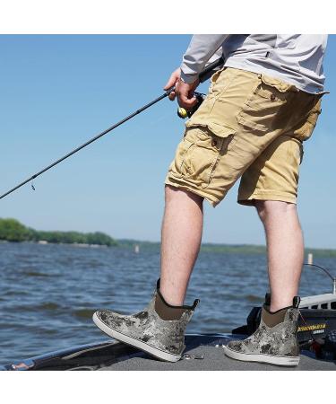 Piscifun Men's Waterproof Fishing Deck Boots - Anti-Slip Rubber, Neoprene Lining, Camo 10 - Buy Online on GoSupps.com