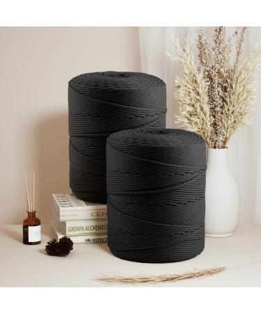 ZUEXT 4mm x 500m Black Macrame Cotton Cord - Handmade Braided Rope for Wall Hanging, Weaving, Tapestry - Craft DIY Supplies - Buy Online on GoSupps.com