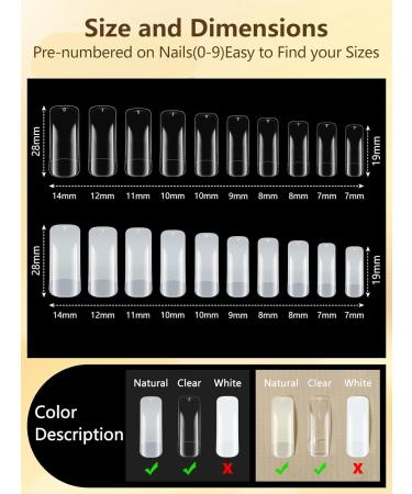 Deciniee Acrylic Nail Kit - 1000 Clear & Natural Fake Nails for French Manicure - 10 Sizes Extension Tips with Box - Women's Press on Coffin Nails - Buy Online on GoSupps.com