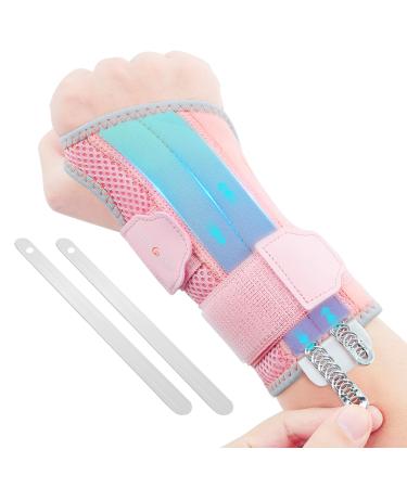 Curecare carpal tunnel wrist 2 in 1 wrist bandages with 3 metal stabilizers wrist track for relieving carpal tunnel syndrome tendonal inflammation (L/XL right) L/XL right-rosa