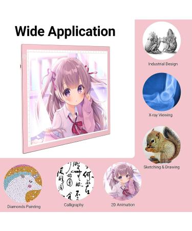 RTjoy A4 LED Light Pad - USB Powered Drawing Board | Adjustable Brightness Tracing Box for Diamond Painting, Vinyl Weeding, Stenciling, and Embossing - Pink - Buy Online on GoSupps.com
