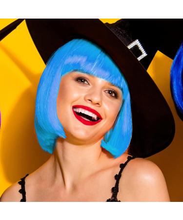 PLULON Sky Blue Bob Wig and Sunglass Set Neon Short Bob Wig Sunglass Pack Costume Colorful Cosplay Wig Hairpieces for Bachelorette Neon Party Favors Halloween Decorations Sky Blue Short - Buy Online on GoSupps.com