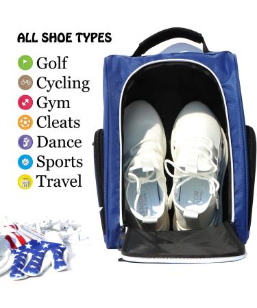 Outdoor Golf Shoe Bag for Men and Women - Blue | Ventilated Zippered Carrier with 3 Pockets for Accessories - Perfect Golf Gift - Buy Online on GoSupps.com