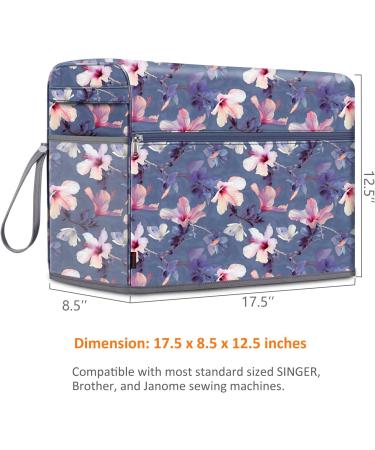 FINPAC Sewing Machine Dust Cover - Blooming Hibiscus Design | Protective Cover with Side Handle & Pockets for Singer, Brother, Janome Machines - Buy Online on GoSupps.com