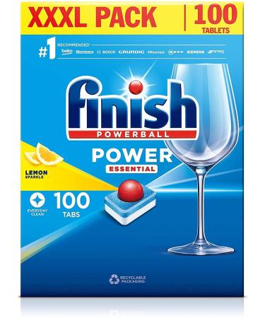 5x Finish All In One Deep Clean Powerball Dishwasher 100 Tablets Lemon Sparkle Power Essential