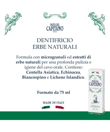 Pasta del Capitano 1905 Toothpaste with Natural Herbs - 100% Made in Italy 75 ml Tube for Superior Oral Hygiene - Buy Online on GoSupps.com