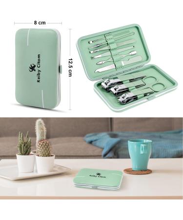 10pcs Professional Manicure Set - Stainless Steel Nail Clippers Kit for Travel - Green Pedicure Care Tools - Buy Online on GoSupps.com