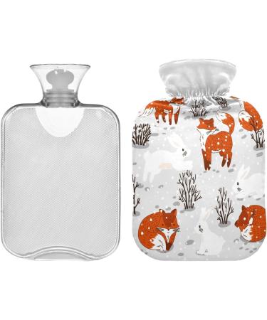 Cute Foxes & Rabbits Hot Water Bottle (1L) - Soft Warm Cover for Bed Hands Neck & Shoulders - Perfect Winter Comfort - Buy Online on GoSupps.com