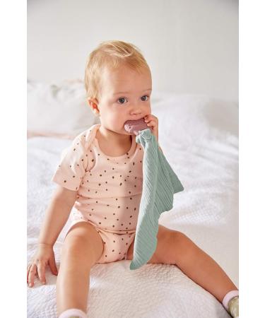 L SSIG Comforter Cloth with Teething Ring | Organic Cotton & Natural Rubber Teether - Strawberry Pink/Mint - Buy Online on GoSupps.com
