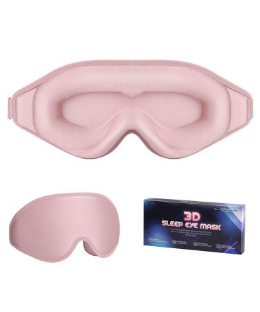 Sleep Mask for Women Men 3D Deep Contoured Eye Mask for Sleeping No Pressure Eye Covers Block Out Light Blindfold with Adjustable Elastic Strap for Sleeping Yoga Traveling Pink A-pink