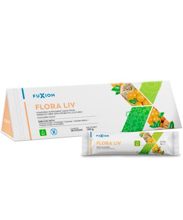 FuXion Flora Liv | Probiotic Drink | Probiotics for Women and for Men | Gut Health | Helps Mantain Balance of the Instestinal Flora | Lactobacillus and Bifidobacterium | Sweet Granadilla Flavor | 28u