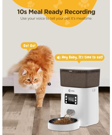 Ciays Automatic Cat Feeder 5.6L - Up to 20 Portions, 4 Meals a Day, Dual Power Supply, Voice Recorder - Pet Food Dispenser for Cats & Dogs - White - Buy Online on GoSupps.com