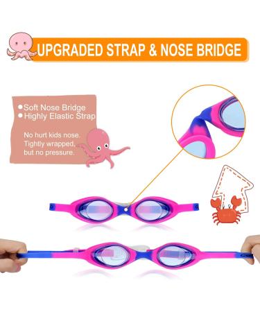 Careula Kids Swim Goggles - Boys Girls Toddlers Age 2-10 - Blue/Fuchsia - Buy Online on GoSupps.com