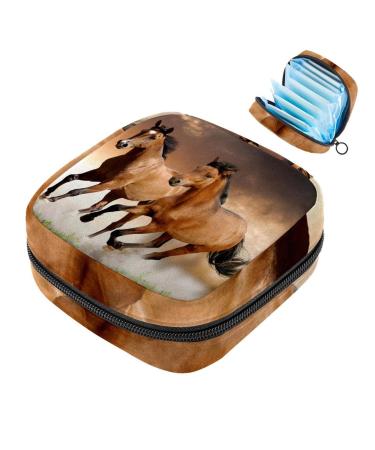 Women's binding-up bags Animal running horses ladies tampon storage bags zip pockets menstrual tied bags multi11