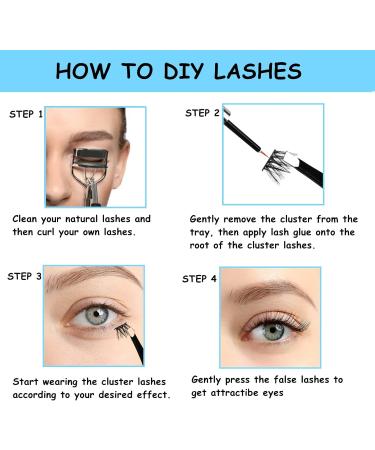 SISILILY DIY Individual Cluster Lashes CC Curl Kit - 45 Hand-made 3D False Eyelashes with Glue and Tweezer - Easy DIY Eyelash Extensions at Home - Save Time with DM10 Clusters - Buy Online on GoSupps.com