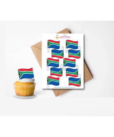 20x Pre-cut South Africa Flags Edible Thick Wafer Card Standing Cupcake Toppers Birthday Party Cake Decorations