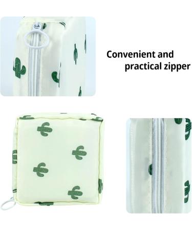 Sanitary Napkin Storage Bag & Menstrual Cup Pouch - White Cactus Design - Buy Online on GoSupps.com