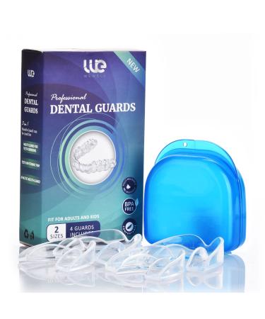 Wewell mouth Guard For Grinding Teeth Protect Tooth Enamel Improve Sleep Quality 4 Moldable Mouthpieces Eliminates Bruxism Clenching - 2 Sizes
